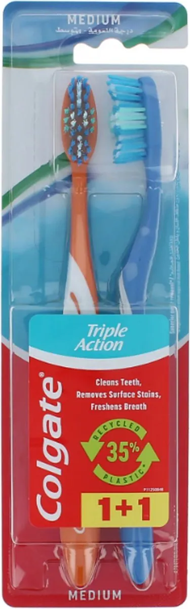 Colgate Triple Action Tandenborstel Medium - 2 Stuks