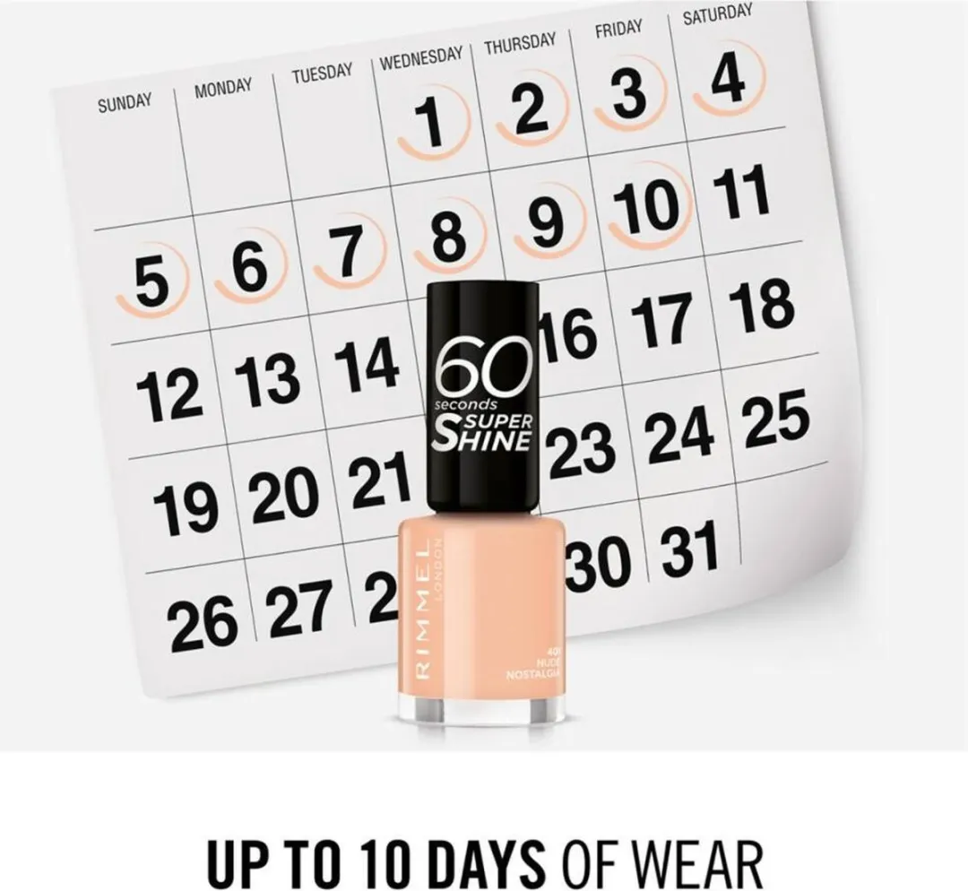 Rimmel London 60 Seconds Super Shine Nagellak 401 Nude Nostalgia - 8ml - afbeelding 6 van 6
