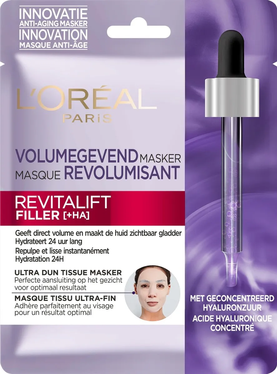 L'Oréal Paris Revitalift Hyaluronzuur Tissue Masker - 20 Stuks