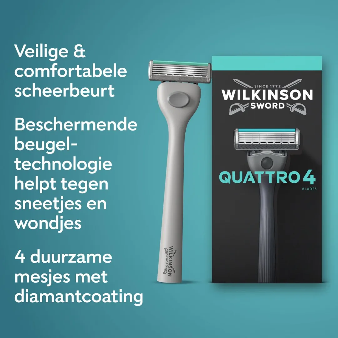 Wilkinson Sword Quattro Navulmesjes - 12 Stuks (4x3) - Diamantcoating - afbeelding 6 van 6