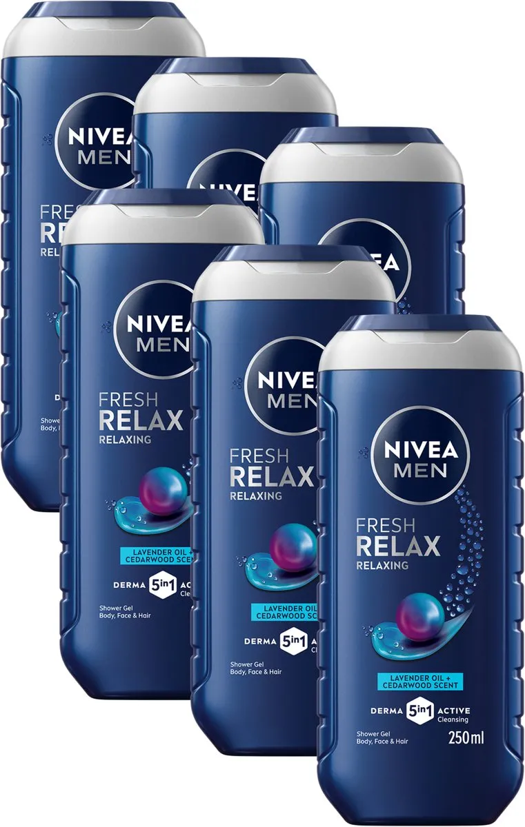 NIVEA MEN Total Relax Douchegel 3-in-1 - 6x250ml