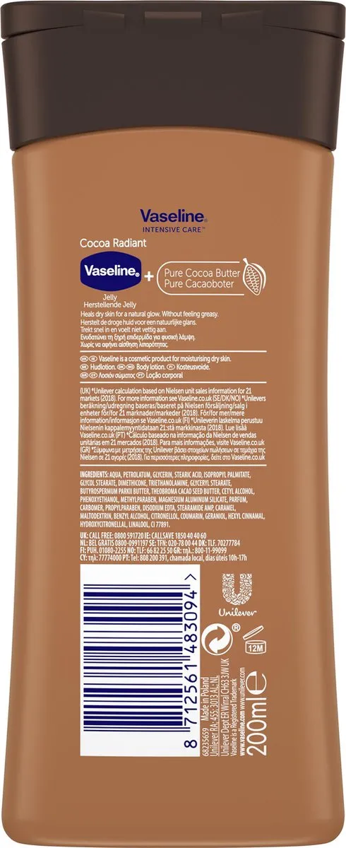 Vaseline Cocoa Radiant Intensive Care Bodylotion 200ml