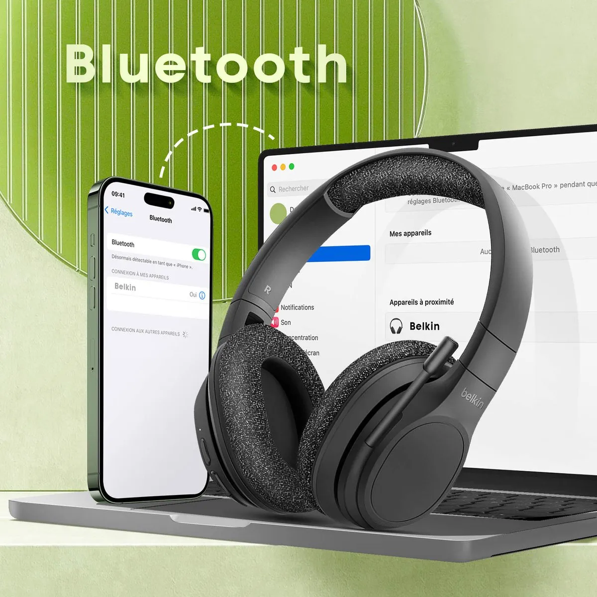 Belkin SoundForm Adapt AUD005btBLK Headset - Zwart