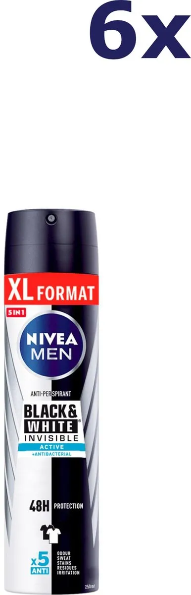 NIVEA Deospray Men Invisible Black & White Active 250ml