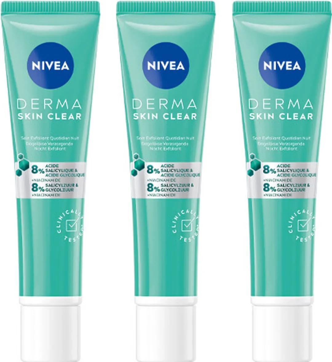 NIVEA Derma Skin Clear Nacht Exfoliant 3x40ml