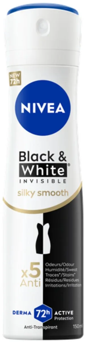 NIVEA Black & White Silky Smooth Deo Spray 150ml - 7 Stuks