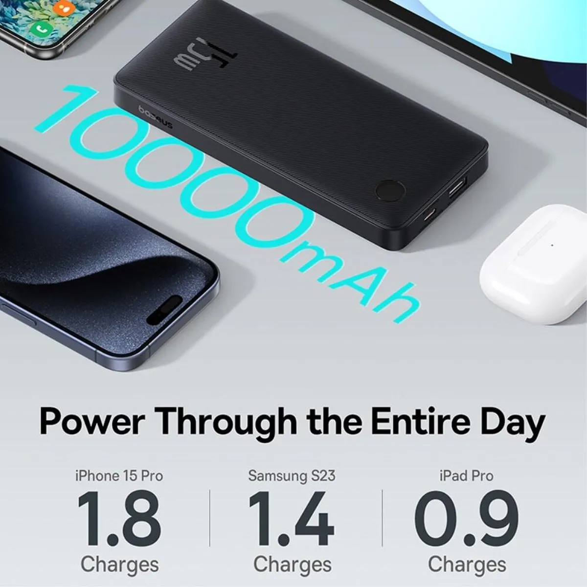 Baseus Airpow Lite Powerbank 10000mAh 15W - Zwart - afbeelding 6 van 6