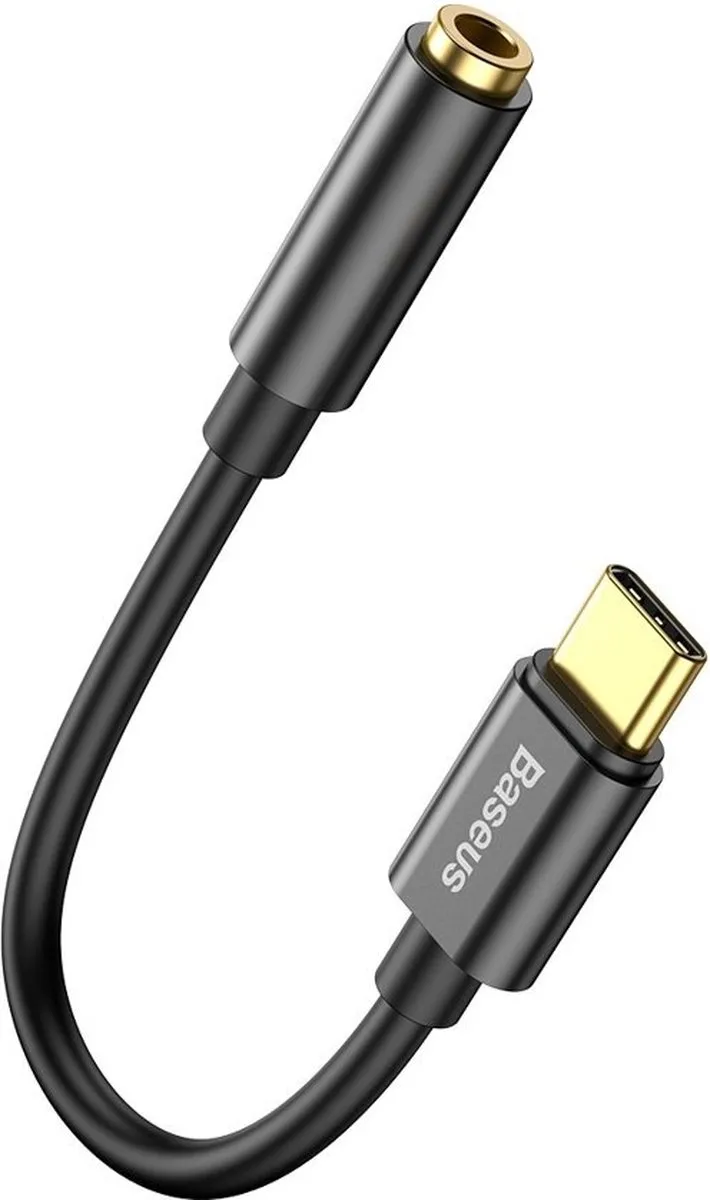 Baseus L54 USB-C naar 3.5mm Audio Adapter - Zwart