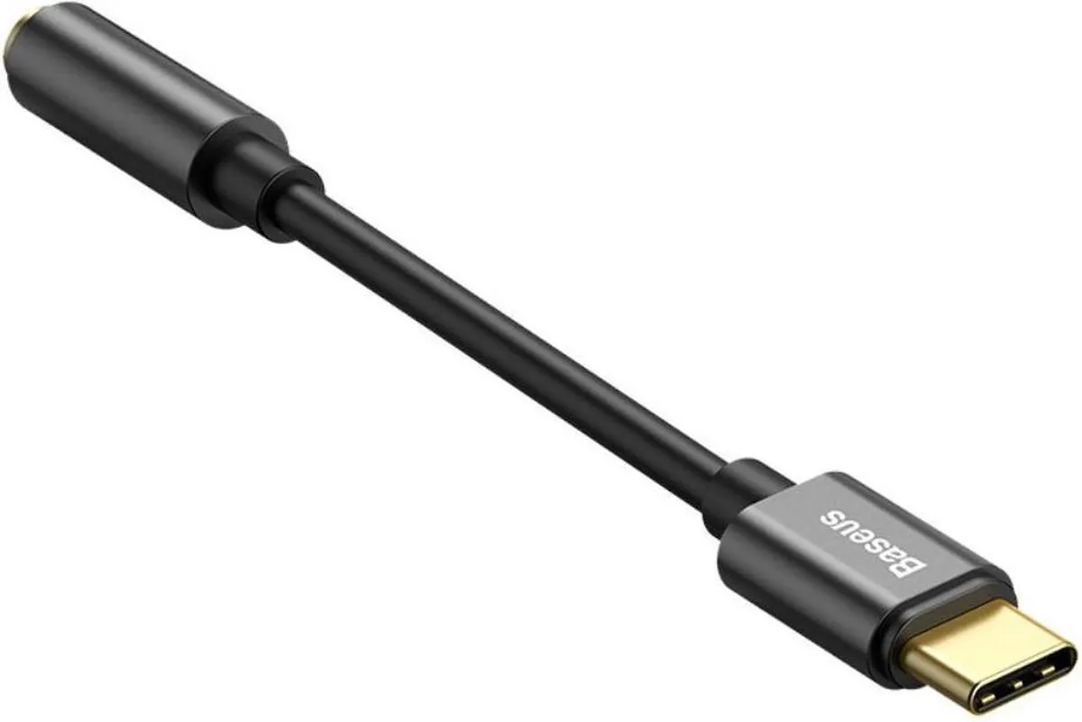 Baseus L54 USB-C naar 3.5mm Audio Adapter - Zwart