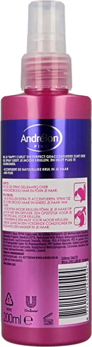 Andrélon Pink Happy Curls Gel Spray 200ml