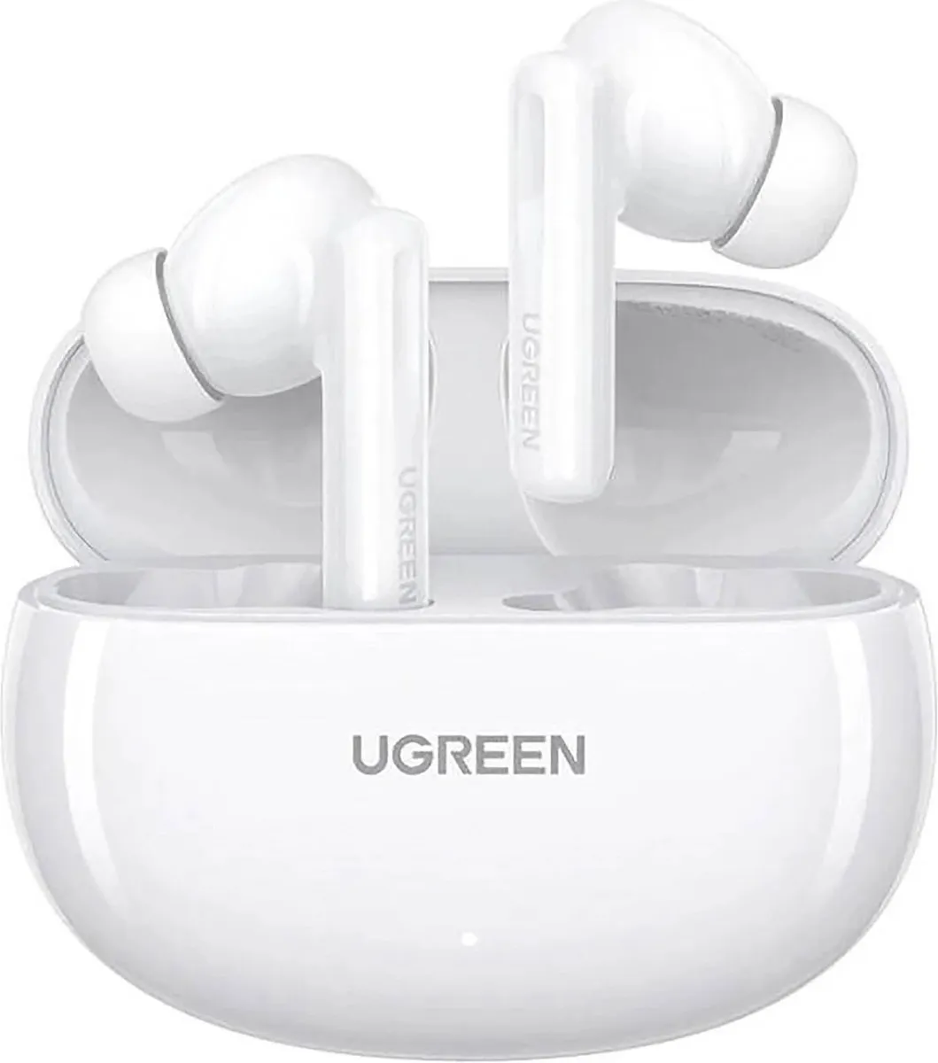 Ugreen - HiTune - T6 draadloze hoofdtelefoon met ANC-functie + USB-A - USB-C kabel - wit