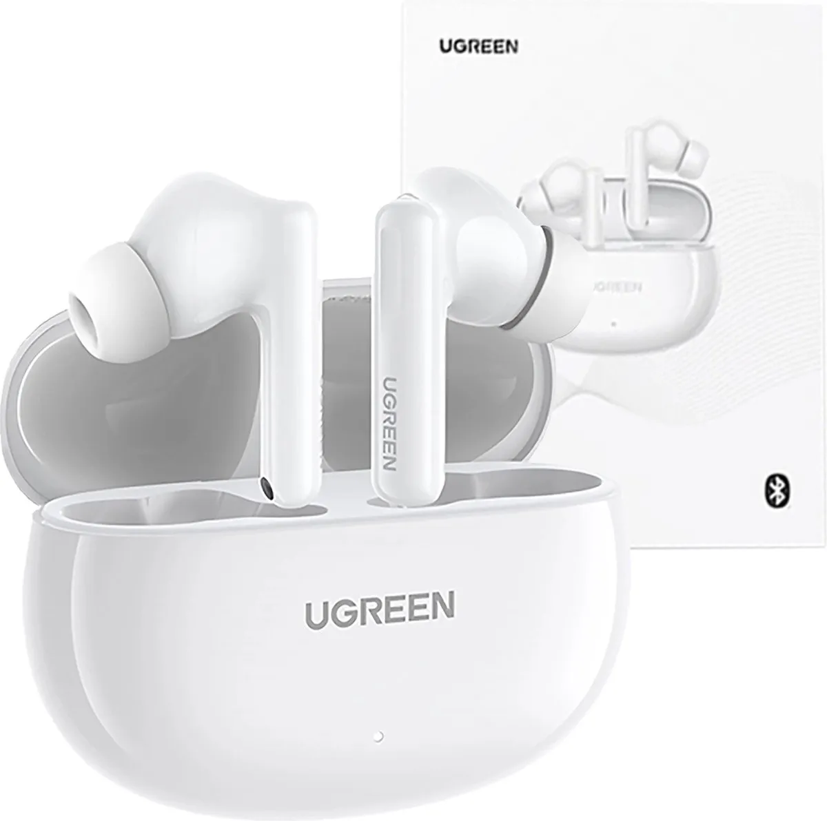 Ugreen - HiTune - T6 draadloze hoofdtelefoon met ANC-functie + USB-A - USB-C kabel - wit