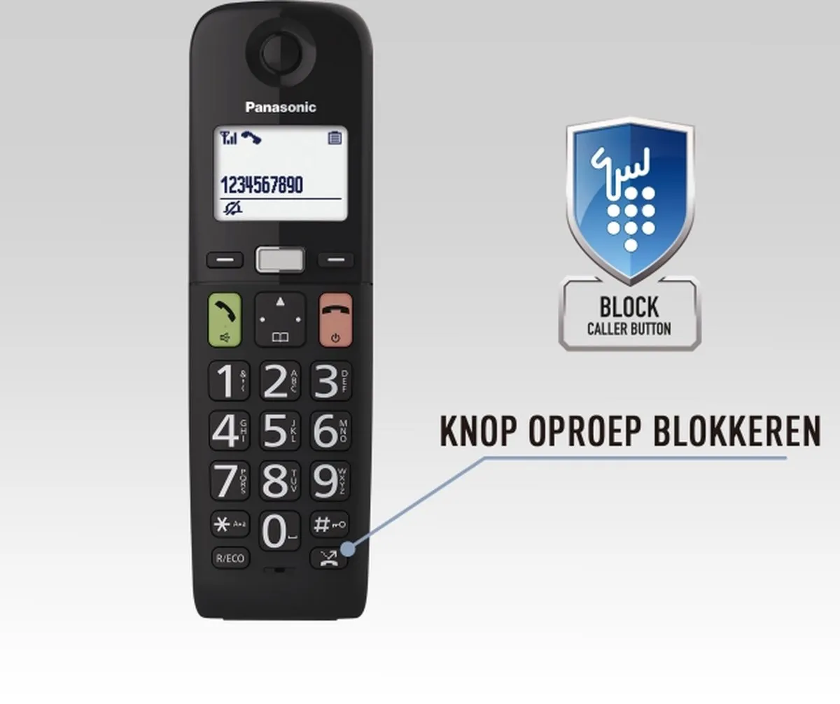 Panasonic KX-TGU-112EXB Senioren DECT Telefoon - 2 Handsets - Zwart