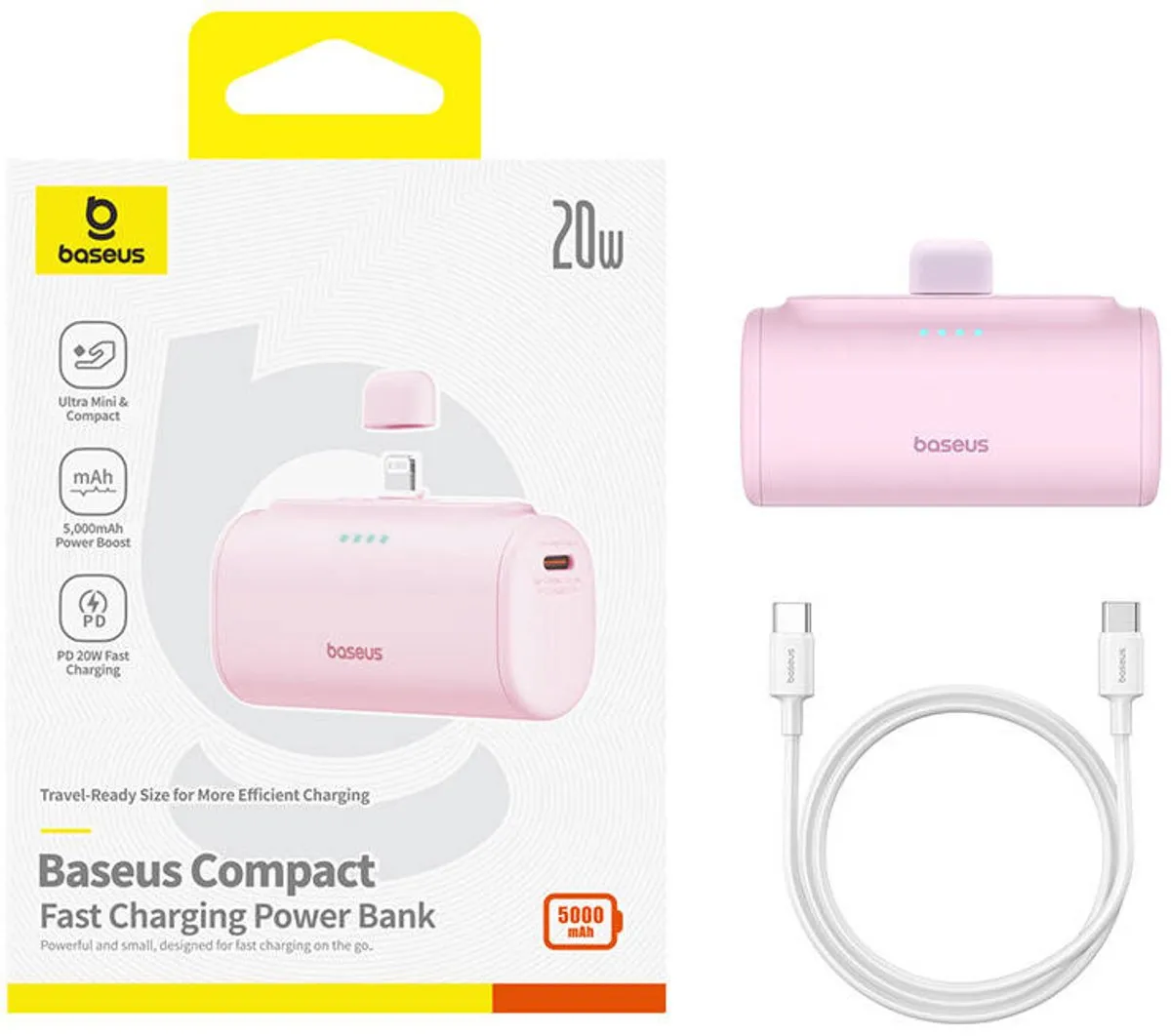 Baseus OS-Compact 10000mAh Powerbank 20W - USB-C - Transparent - afbeelding 3 van 6