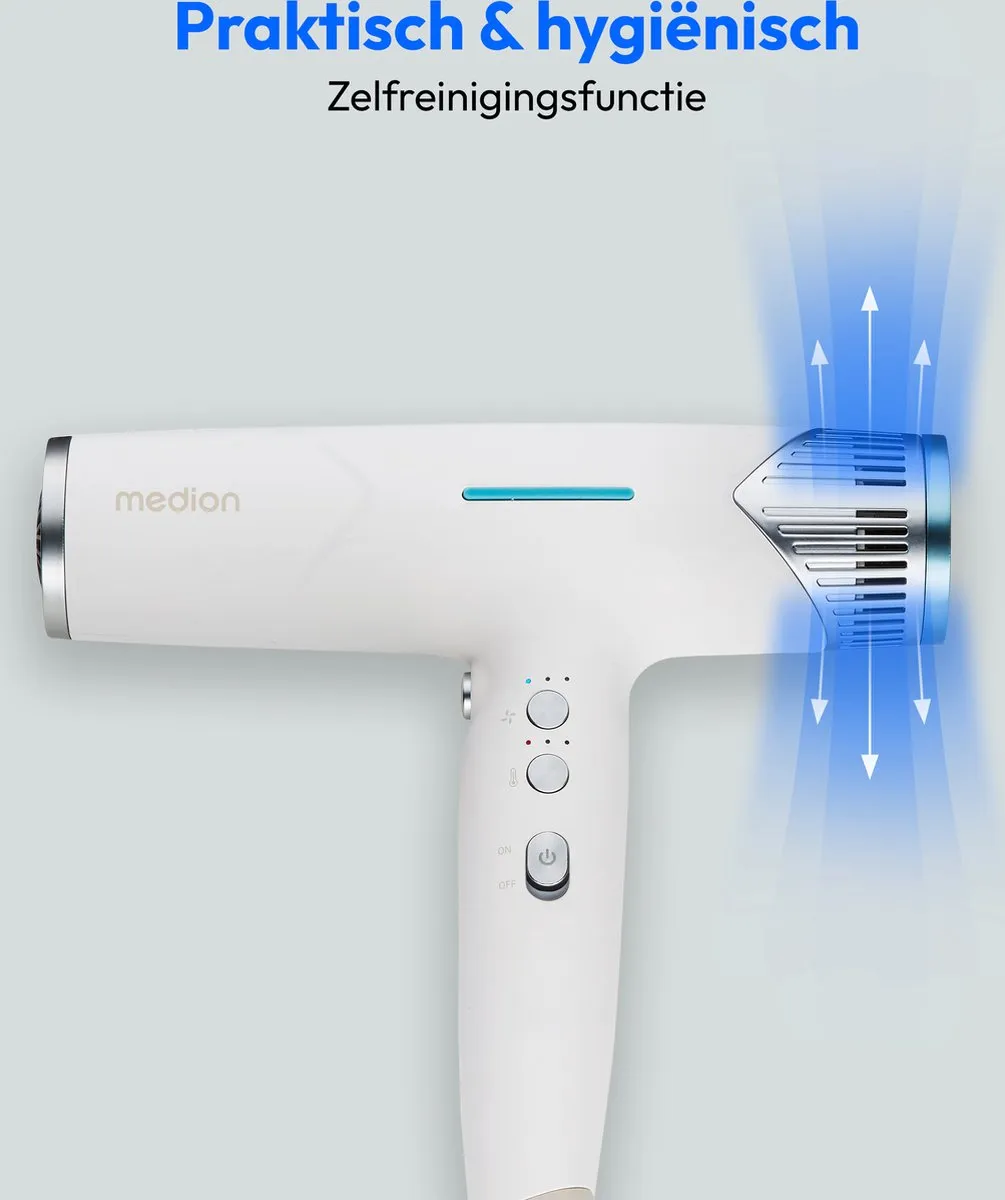 Medion HD2 Haardroger 1500W - 3 Snelheden/Warmte - BLDC Motor - Wit