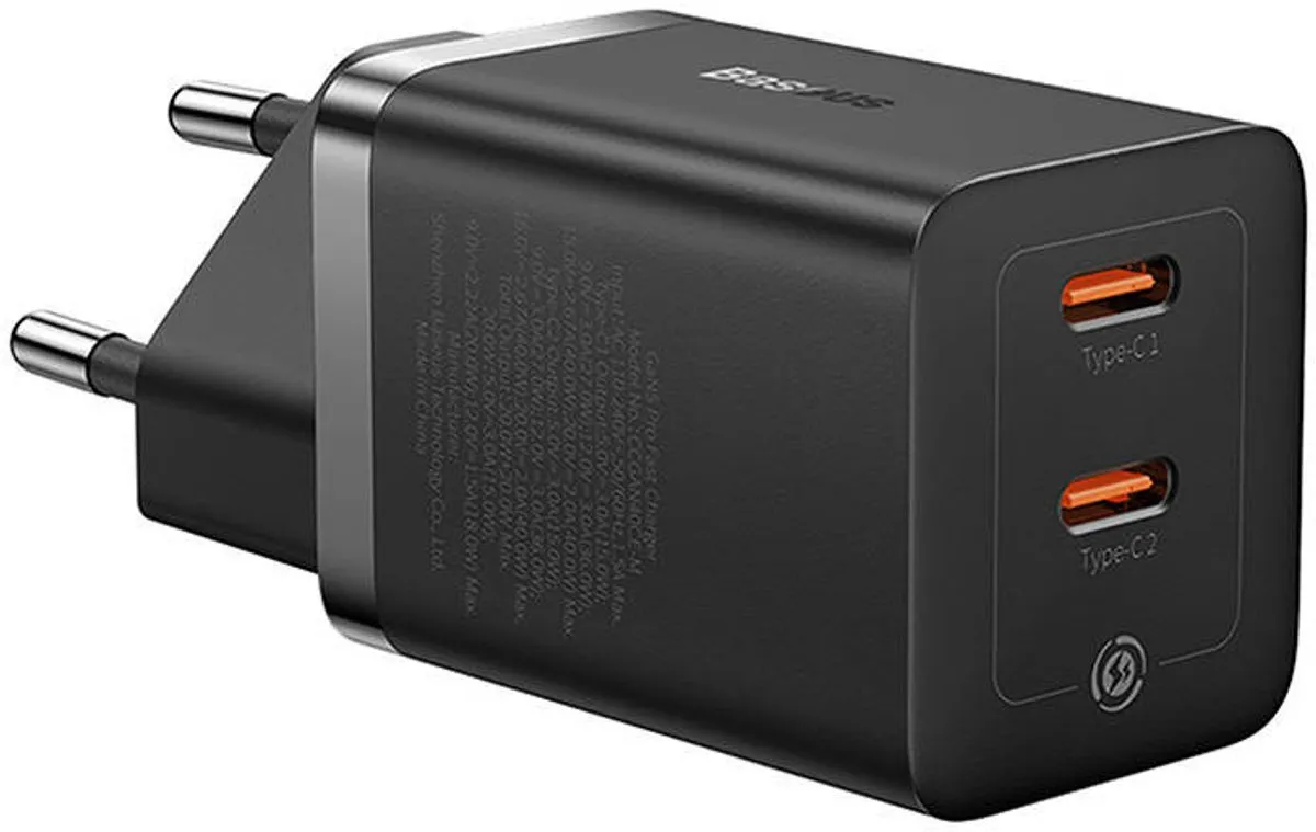 Baseus GaN5 Pro CCGP180101 USB-C Laadstation 40W - 2x USB-C - Zwart
