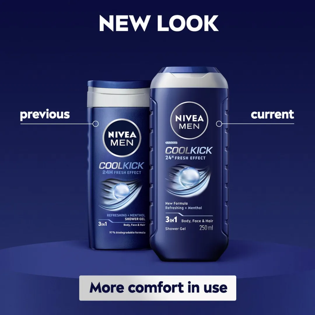 NIVEA MEN Cool Kick Douchegel 3-in-1 - 6x250ml