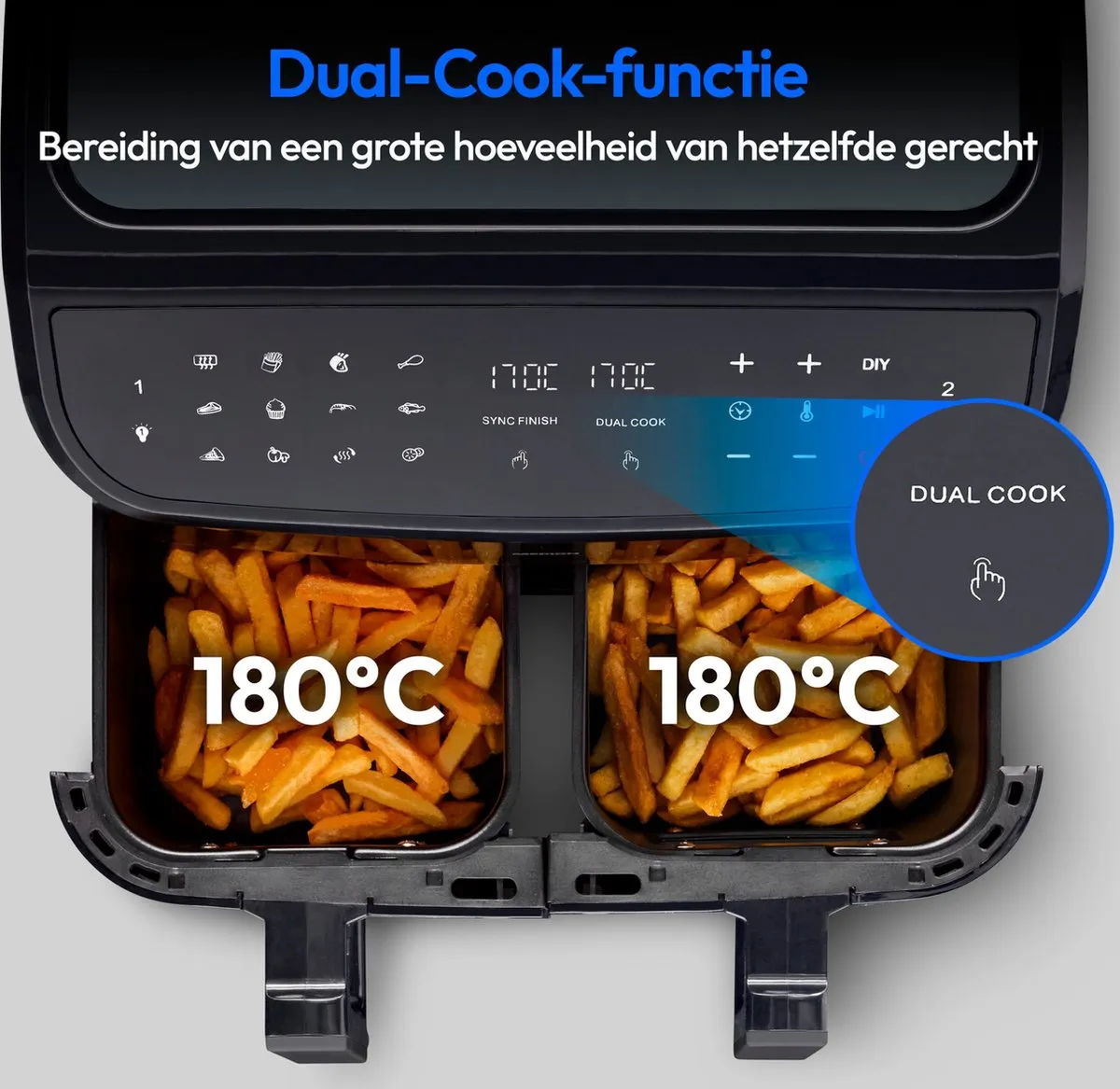 Medion XXL P20 Dubbele Airfryer 8,7L - 2600W - Zwart