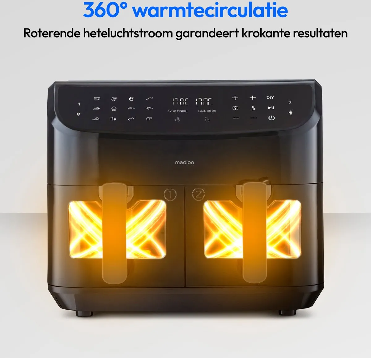 Medion XXL P20 Dubbele Airfryer 8,7L - 2600W - Zwart