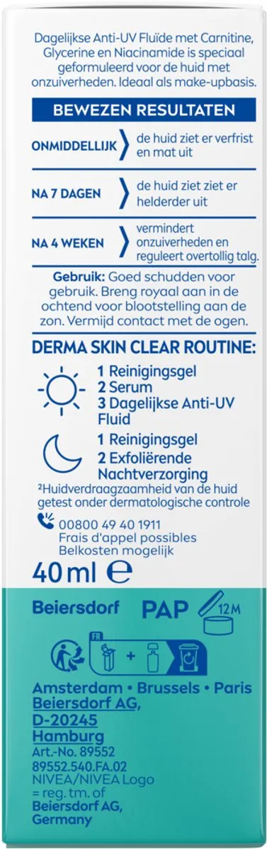 NIVEA Derma Skin Clear Anti-UV Fluïde SPF50 - 40ml - afbeelding 6 van 6