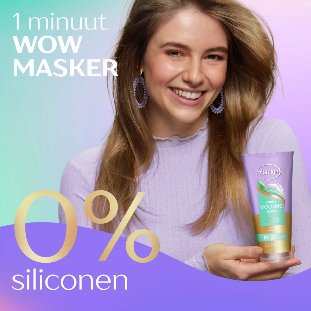 Andrélon 1 Minuut WOW Haarmasker Kokos Volume Boost - 6x180ml