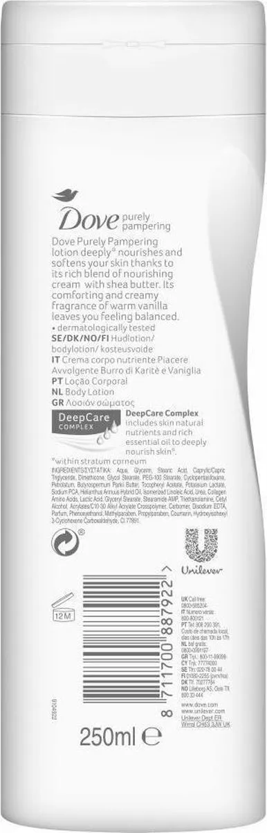 Dove Purely Pampering Sheabutter & Vanille Bodylotion 250ml