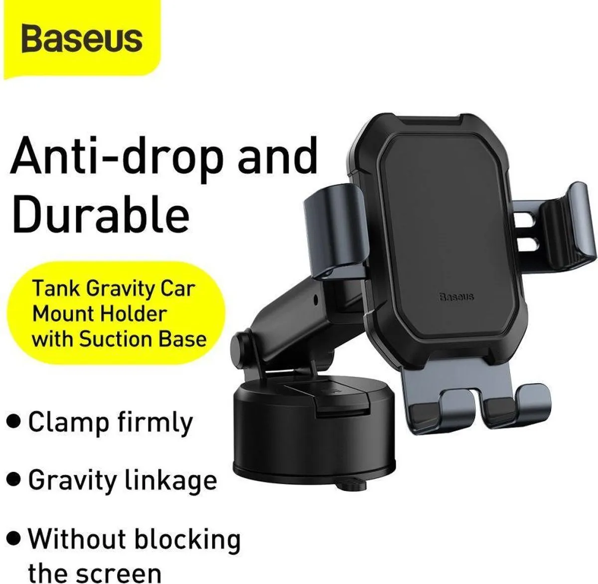 Baseus Telefoonhouder Dashboard 6.9 Inch - Zuignap - Zwart
