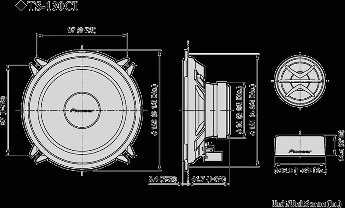 Pioneer TS-130Ci Component Autospeakers 130W - Zwart