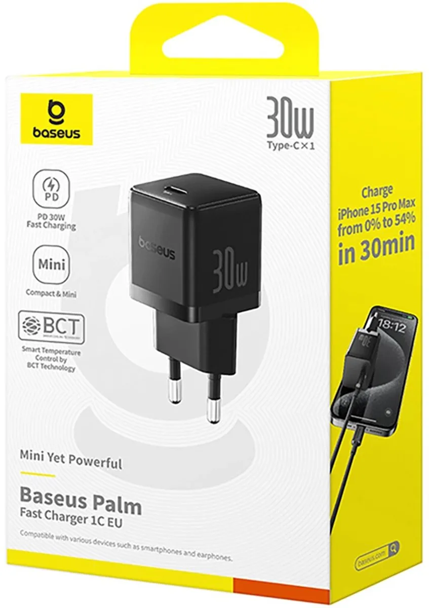 Baseus 30W USB-C Wandlader - Zwart