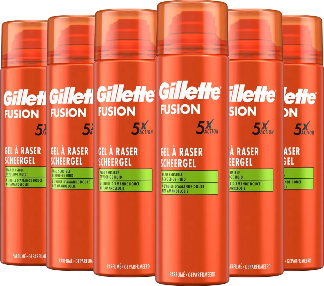 Gillette Fusion Scheergel Amandelolie 1200ml - 6 Stuks