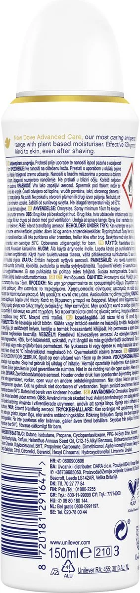 Dove Anti-Transpirant Spray Advanced Care Matcha & Sakura - 6x150ml - afbeelding 6 van 6