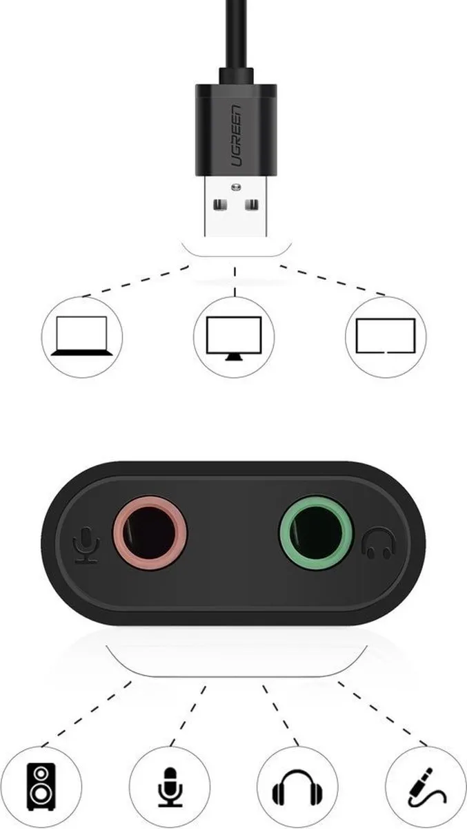 UGREEN UGR-30724 Externe USB Geluidskaart - Zwart