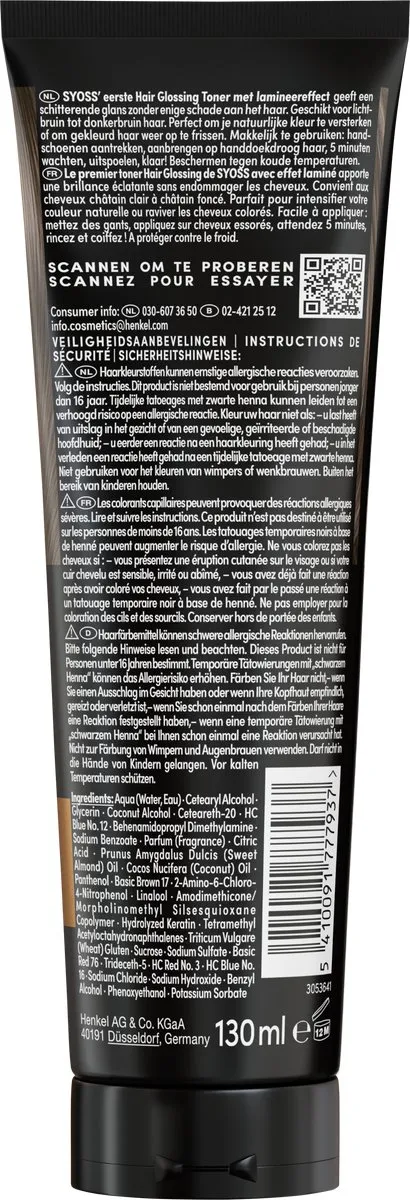 SYOSS Color Glaze Cool Brunette 130ml - Haarglans Toner Bruin