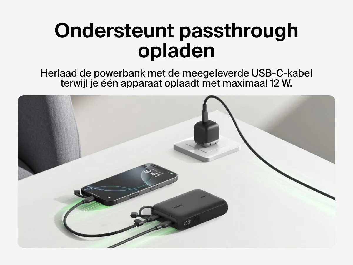 Belkin Power Bank 20W 10.000mAh BPB027hqBK - Zwart - afbeelding 6 van 6