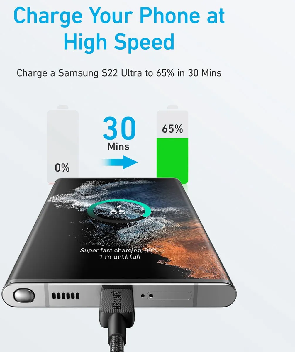 Anker 322 A81F5G11 USB-C Kabel 60W 0.9m - Zwart