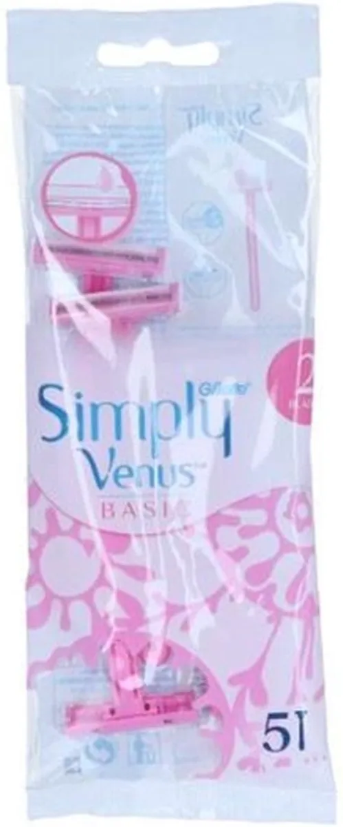 Gillette Venus Simply Basic Wegwerpmesjes 2-delig - 5 Stuks - Roze