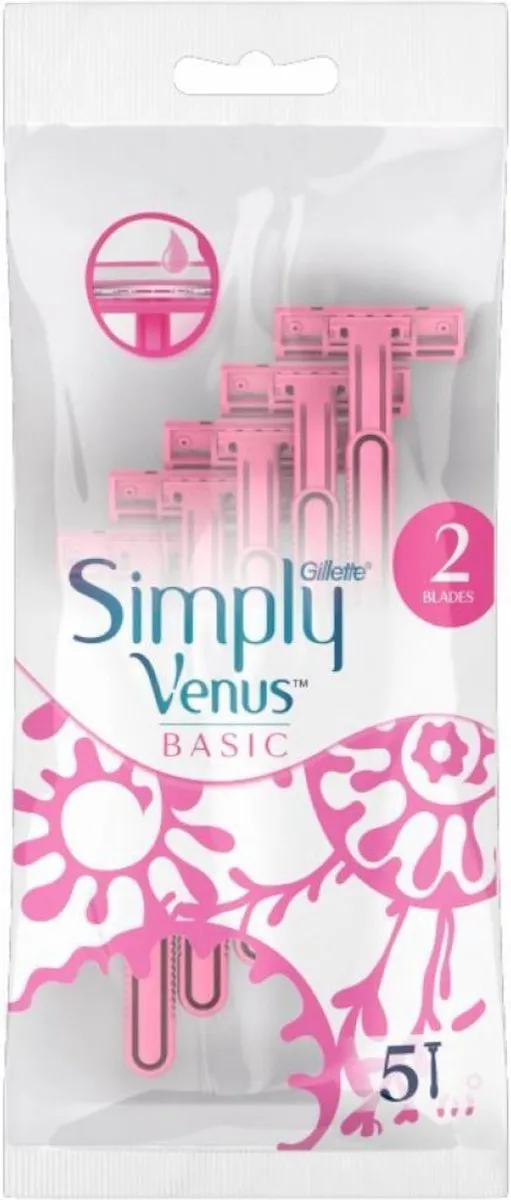 Gillette Venus Simply Basic Wegwerpmesjes 2-delig - 5 Stuks - Roze