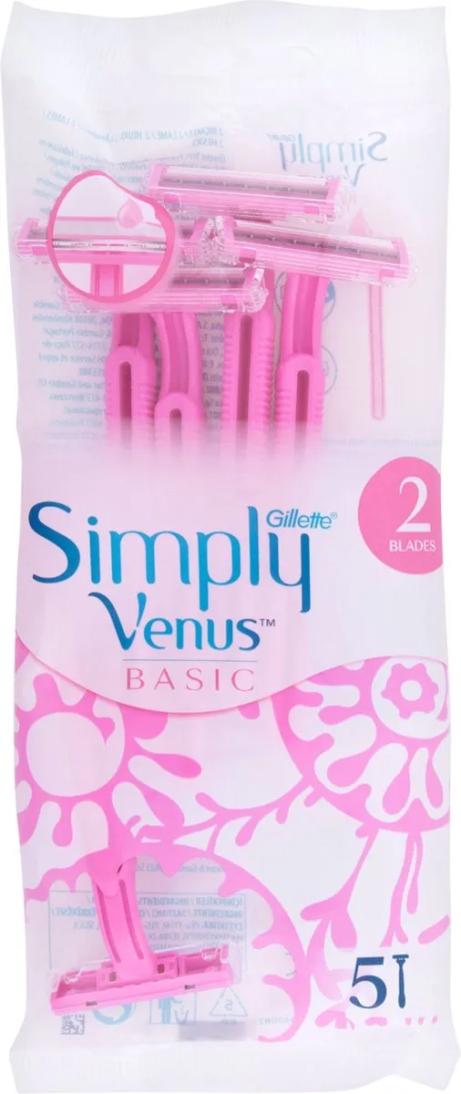Gillette Venus Simply Basic Wegwerpmesjes 2-delig - 5 Stuks - Roze