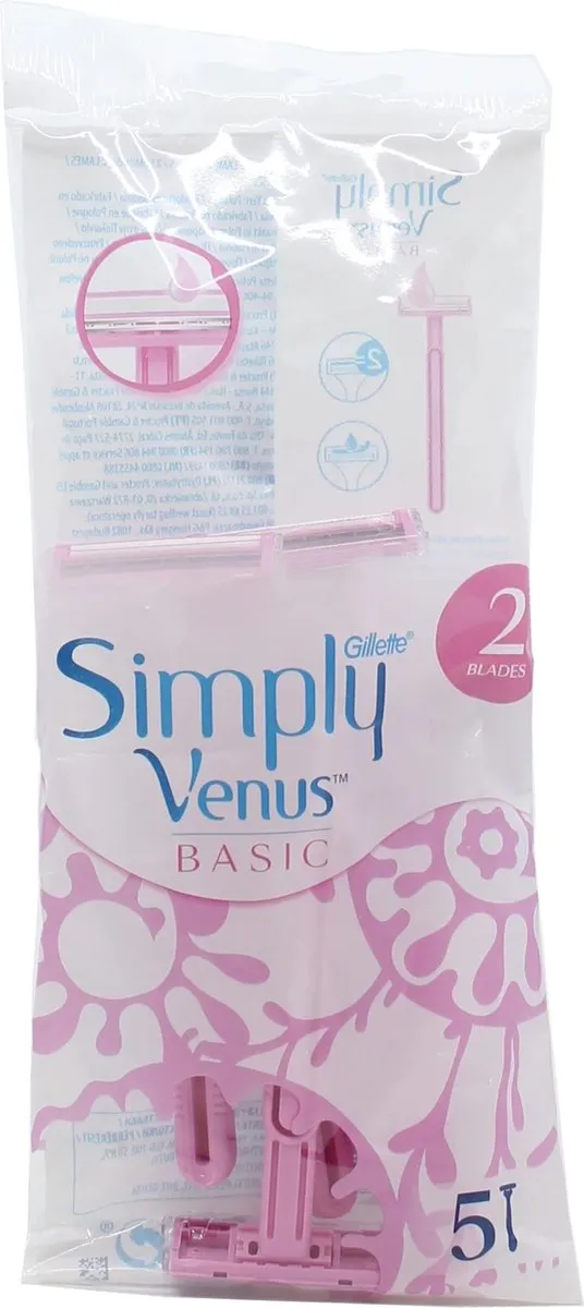 Gillette Venus Simply Basic Wegwerpmesjes 2-delig - 5 Stuks - Roze