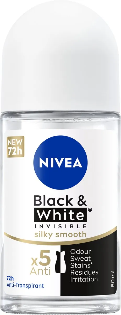 NIVEA Black & White Silky Smooth Anti-Transpirant Roller 300ml - 6x50ml - afbeelding 6 van 6