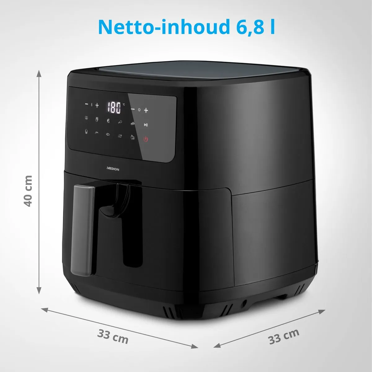 Medion P10 XL Airfryer 2150W - 6,8L - 9 Programma's - Zwart