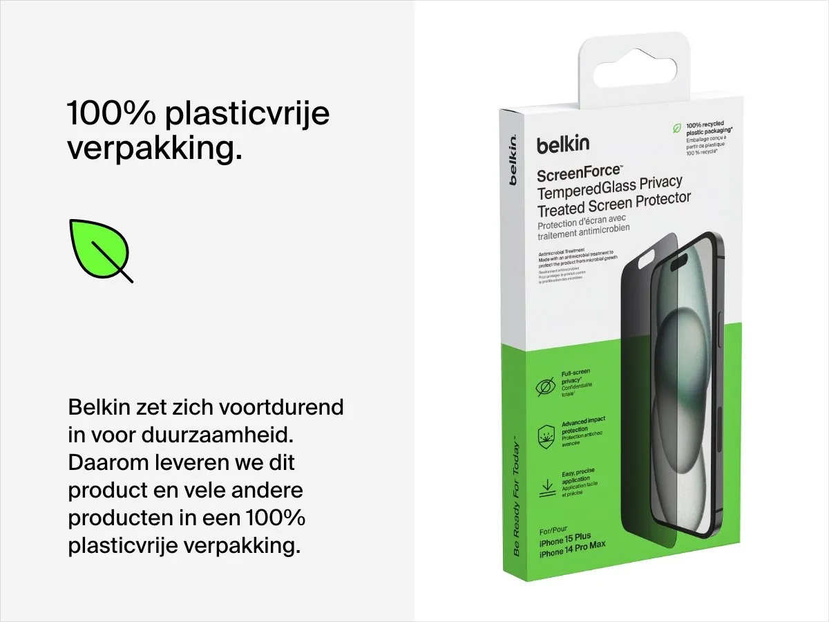 Belkin TemperedGlass Privacy Screenprotector iPhone 14 Pro Max/15 Plus/16 Plus