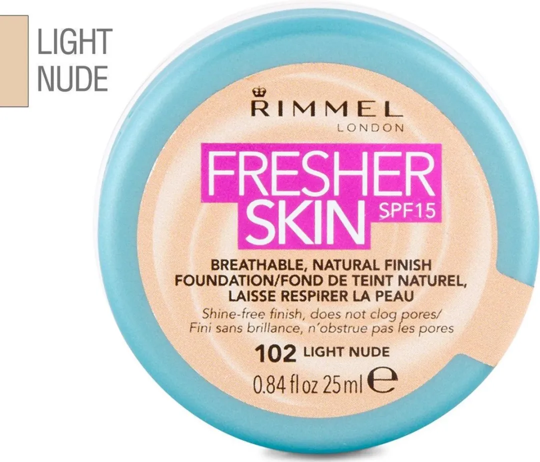 Rimmel London Fresher Skin Foundation 102 Light Nude - 25ml