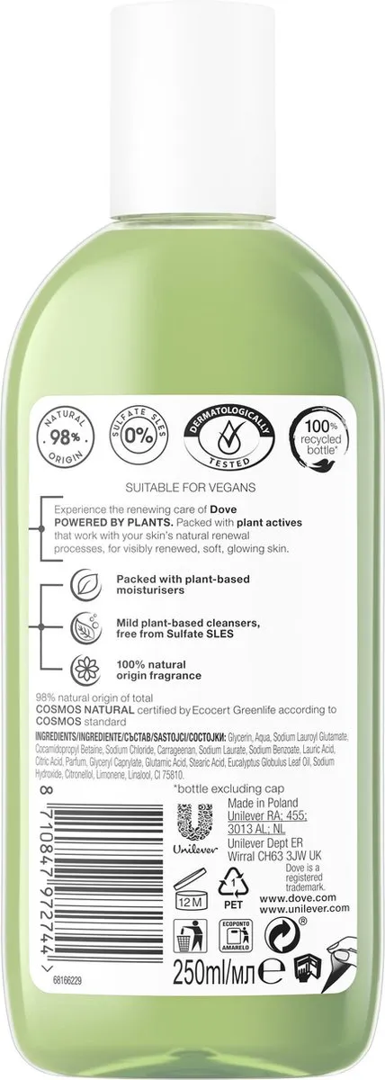 Dove Powered by Plants Douchegel Eucalyptus 250ml - afbeelding 6 van 6
