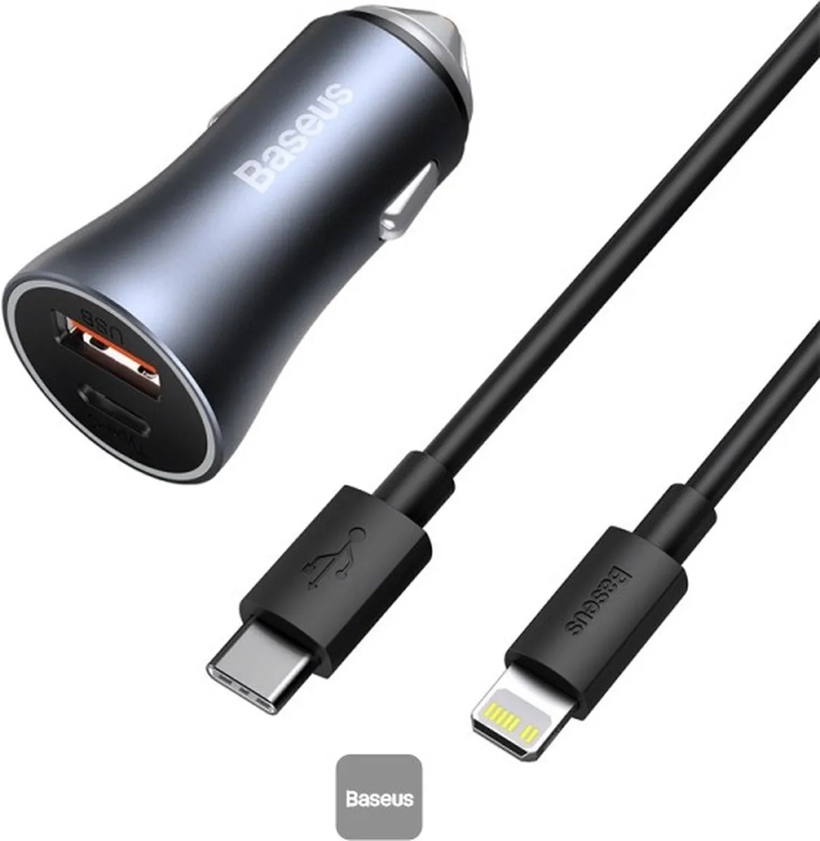 Baseus 60W USB-C Autolader - Blauw/Grijs