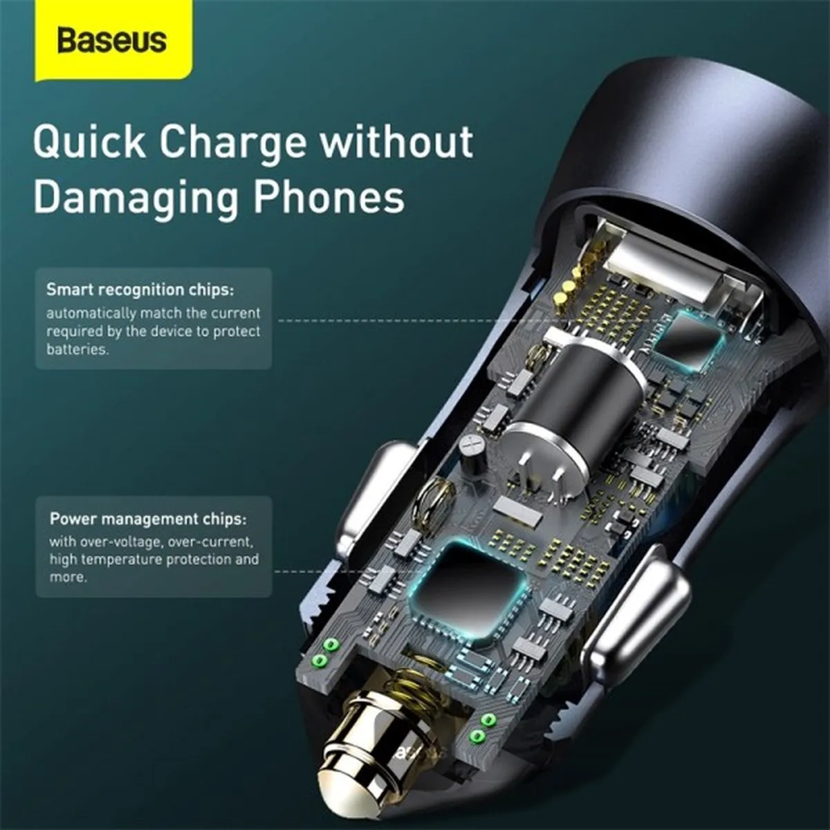 Baseus 60W USB-C Autolader - Blauw/Grijs