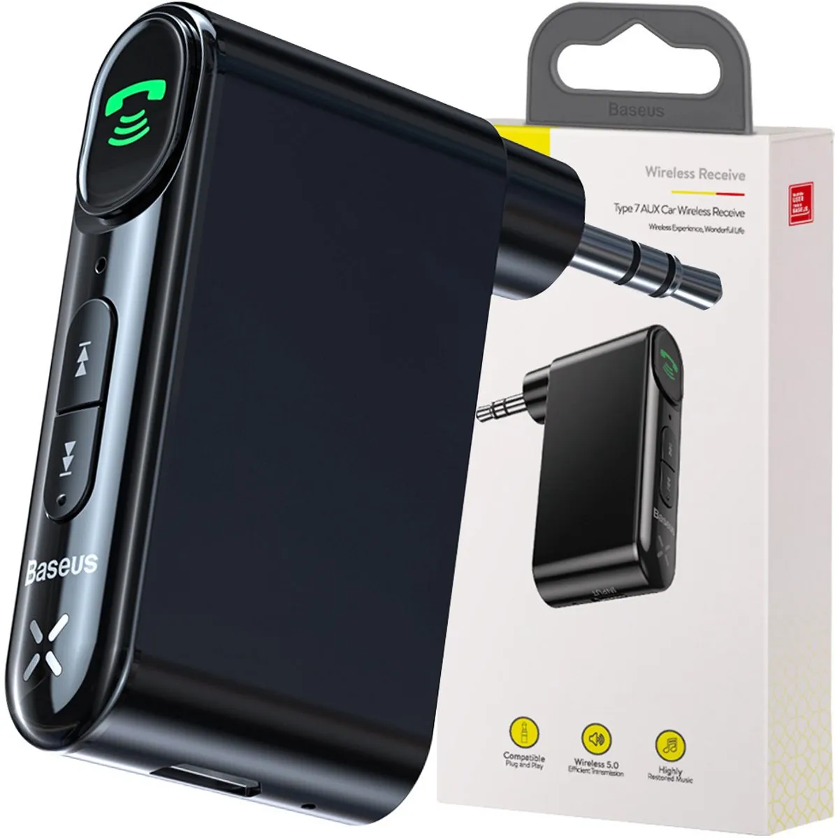 Baseus - BSBA-02 - - (Overseas - Edition) - Bluetooth - AUX-zender - zwart