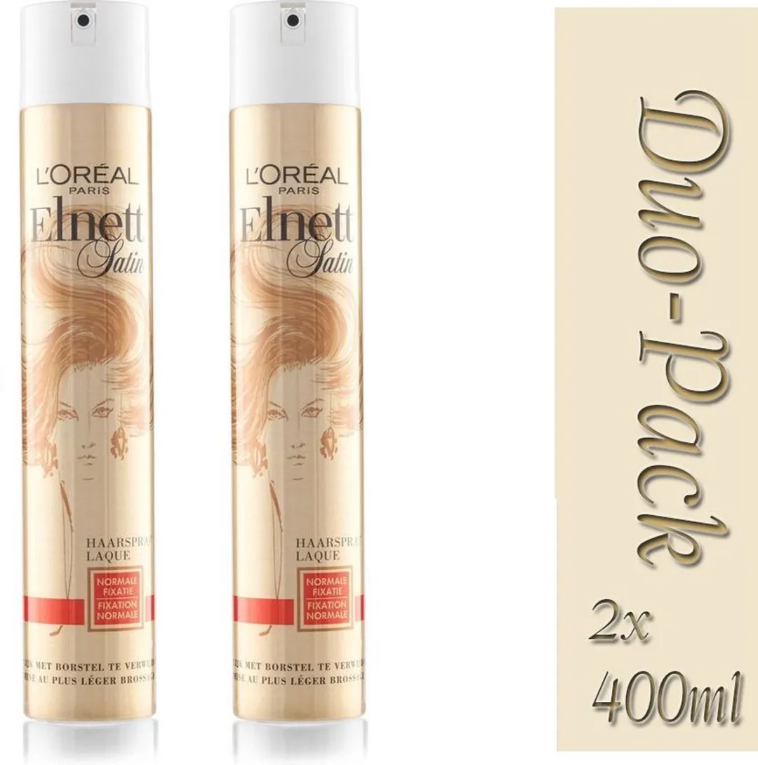 L'Oréal Paris Elnett Satin Normale Fixatie Haarlak 800ml - 2 Stuks