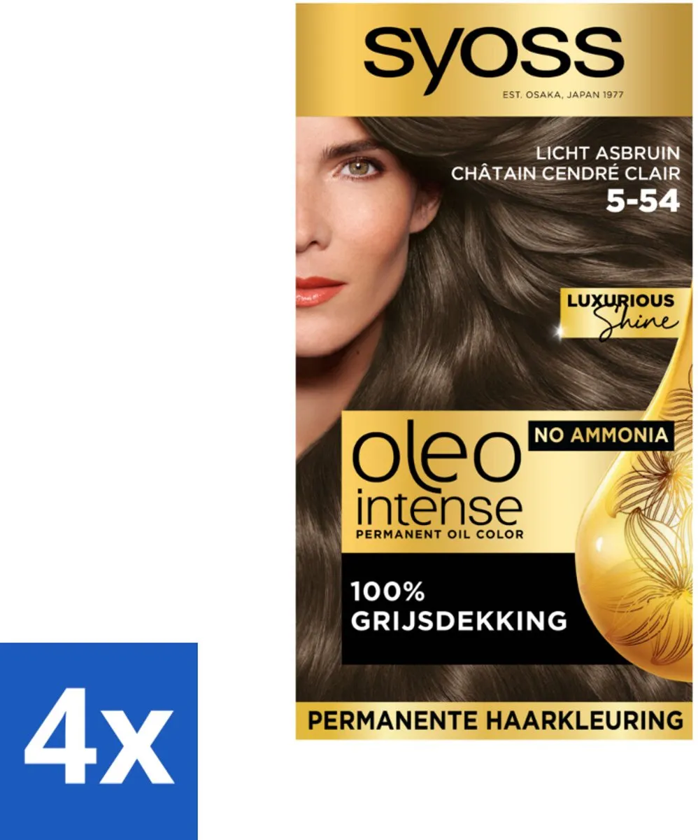 SYOSS Oleo Intense Haarverf 5-54 Licht Asbruin - 4x115ml