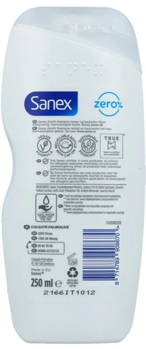 Sanex Zero% Shampoo Normaal Haar 250ml